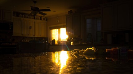 Warm Sunset Light in a Cozy Kitchen