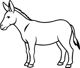 donkey outline coloring book page line art vector illustration