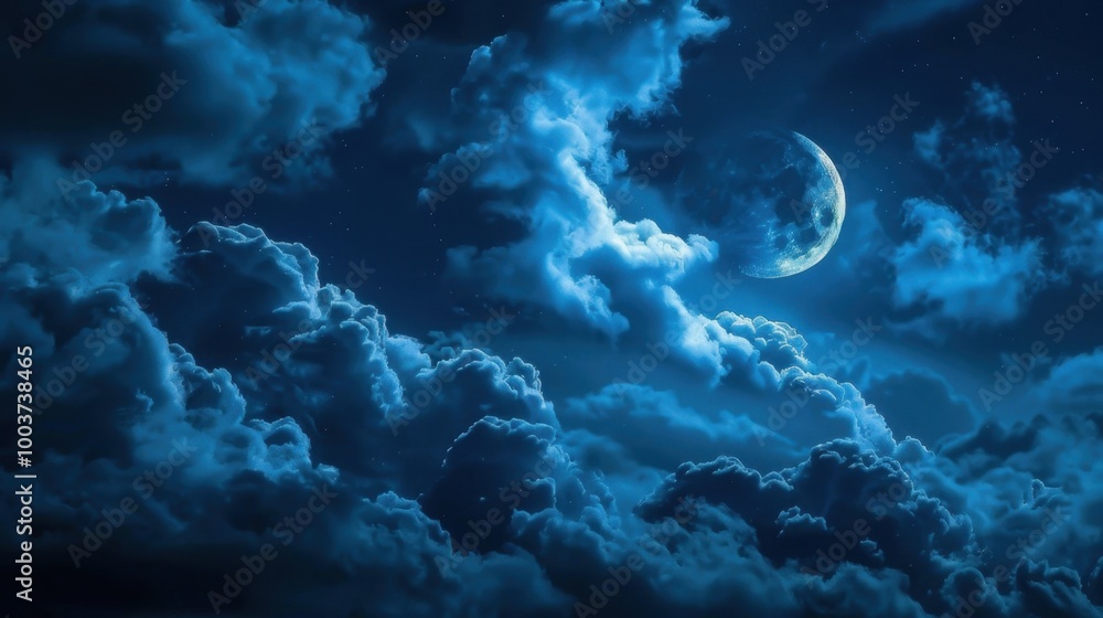 Canvas Prints Serenity of the Moonlit Night Sky