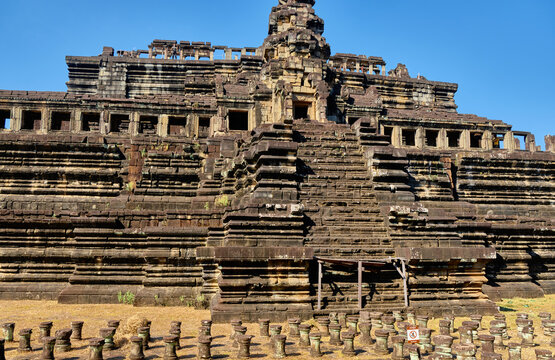 Siem Reap, Cambodia, 12 Jan 2024: Baphuon is a temple complex in the center of Angkor Thom, built in the middle of the XI century (1060) during the reign of Emperor Udayadityavarman II.