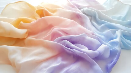 Obraz premium Soft, multicolored fabric draped on a white background.