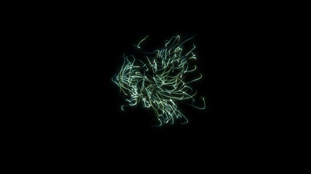 Green glowing lines meander in the center