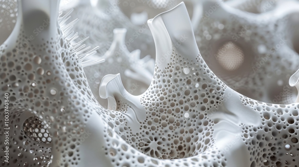 Poster abstract white organic structure with intricate patterns