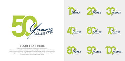 Anniversary logo set vector design, green and black color for celebration event