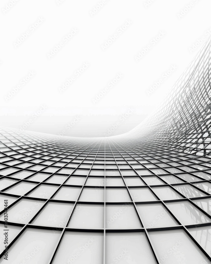 Poster abstract 3d grid pattern in clear perspective space
