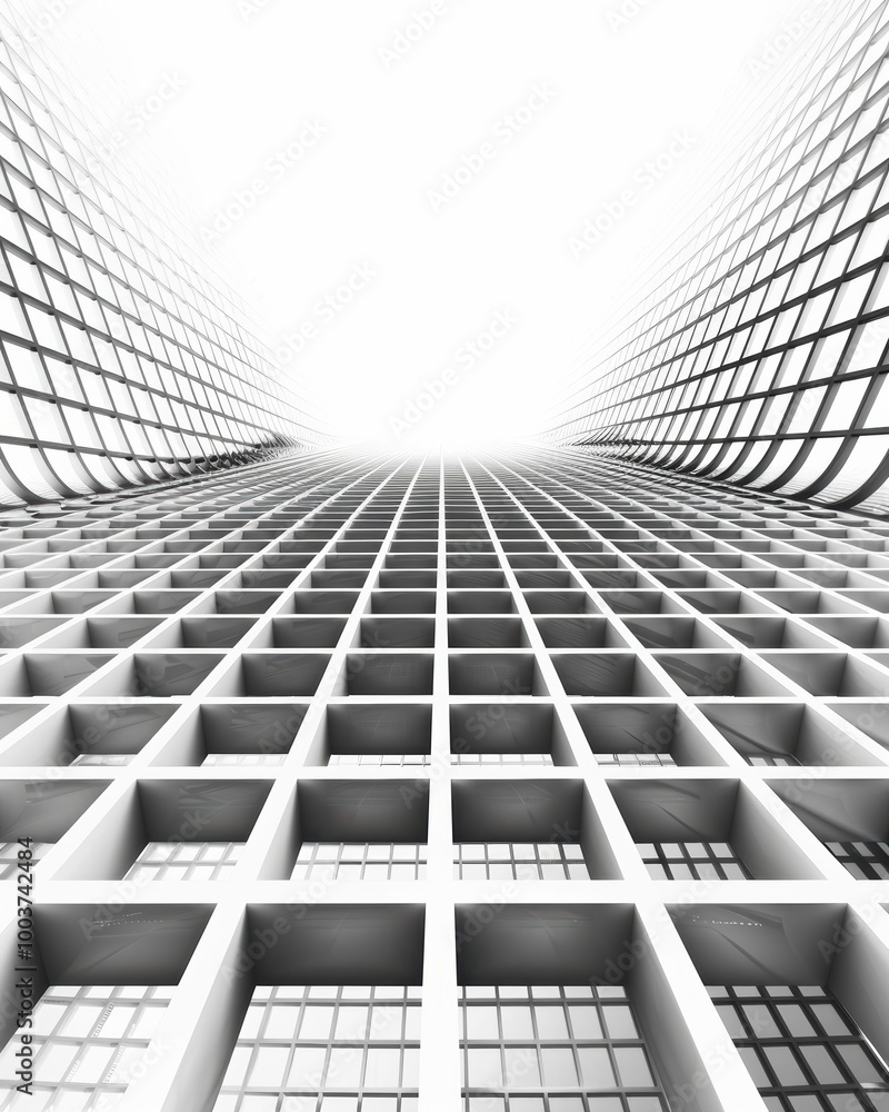 Aufkleber abstract 3d grid pattern in clear perspective space