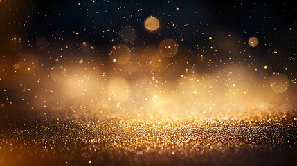 background of abstract glitter lights. gold and black. de focused