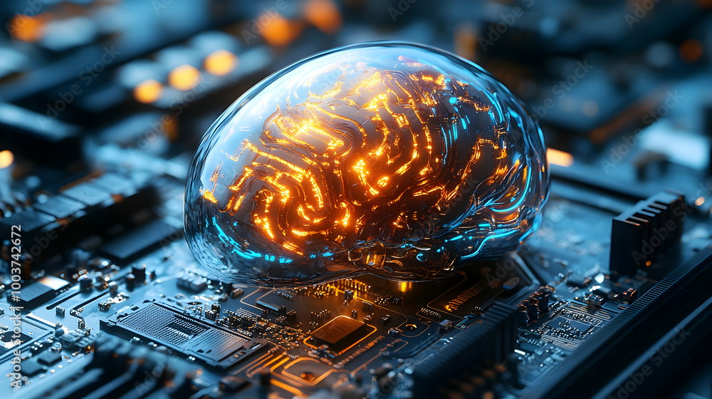 Aufkleber the future of computing: a brain in a circuit board