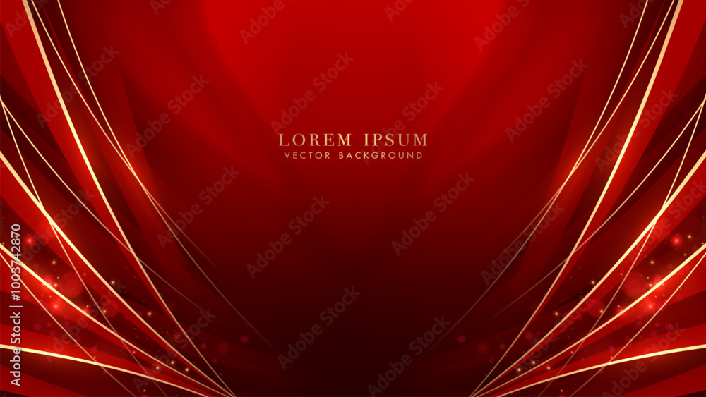 Canvas Prints luxury abstract background with red shades and elegant golden lines radiating from edges to center