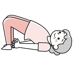 ヨガのポーズをするシニア女性