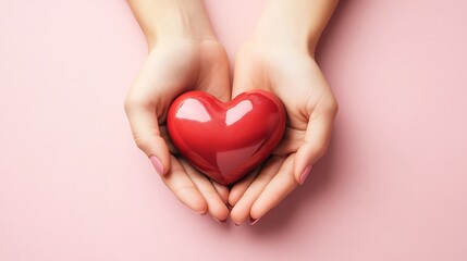 Fototapeta premium Hands Holding a Heart for Health Awareness