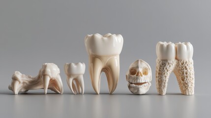 A high-resolution real-life image showcasing the different shapes and sizes of human teeth, emphasizing the unique characteristics of dental anatomy 