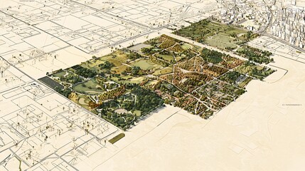 Urban Planning Map Featuring Parks and Recreation