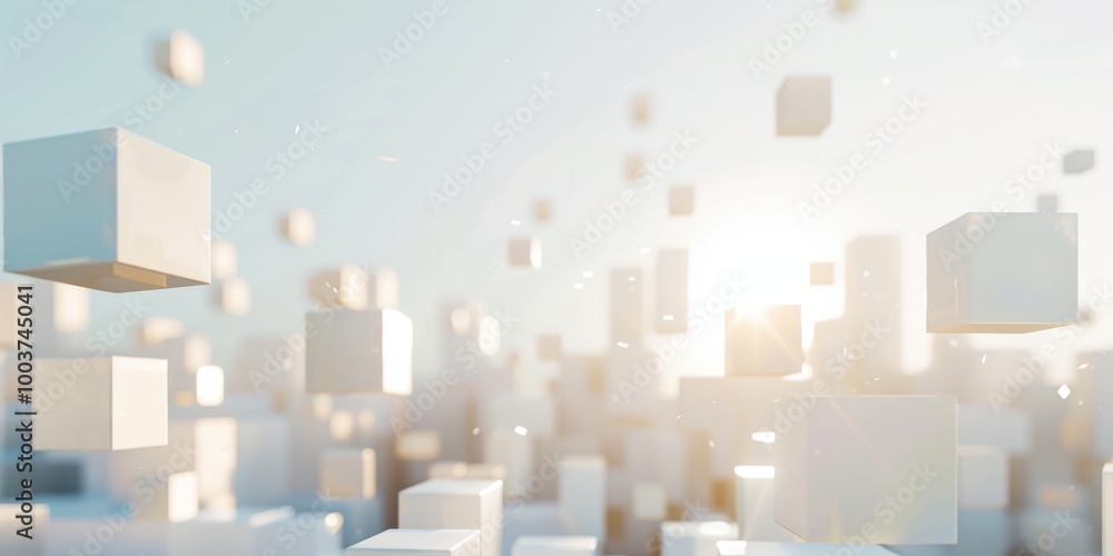 Poster floating 3d cubes in a clean environment