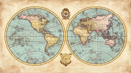 Fototapeta premium Vintage Intricate World Map Illustration