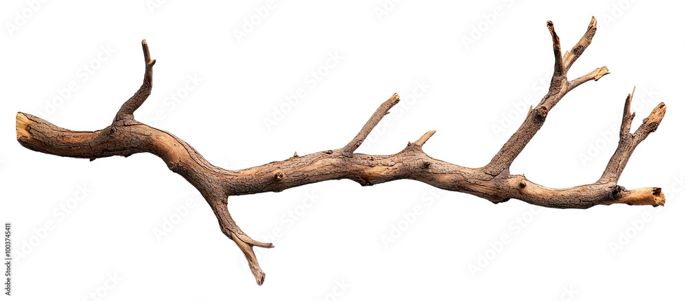 Poster dry tree branch, isolated on transparent cutout background