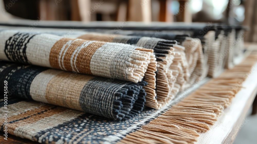 Poster mudmee weaving from isan, blending traditional techniques with bold geometric patterns and colors