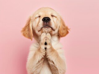 Adorable Golden Retriever Puppy with Closed Eyes