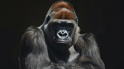 Obraz premium Majestic Gorilla Portrait in Studio Setting