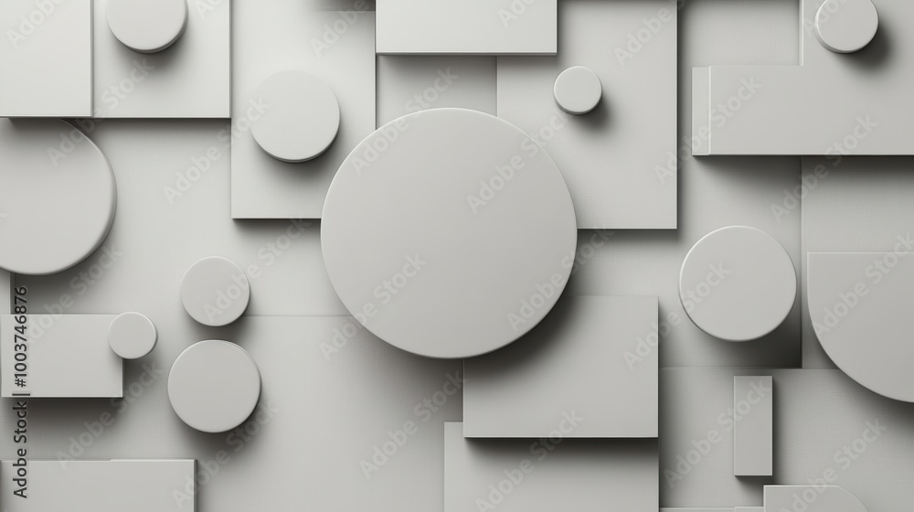 Aufkleber soft geometric shapes on minimalistic background