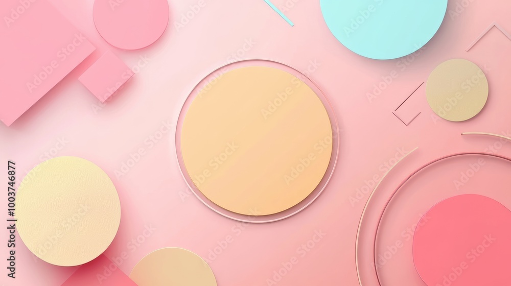 Poster minimalistic geometric shapes on soft background