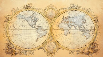 Vintage World Map with Intricate Details