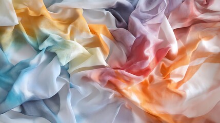 Obraz premium Organic patterns and vibrant colors on handdyed tiedye fabric, showcasing abstract artistry