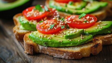 Fresh Avocado Toast with Cherry Tomatoes and Seeds
