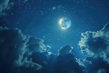 Moonlight Casting Long Shadows in a Starry Sky