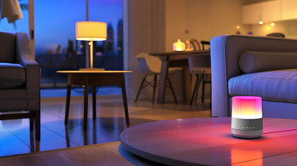 Automated smart home lighting system with customizable colors and brightness for ultimate ambiance control.