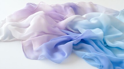 Obraz premium Pastel-colored silk fabric on a white background