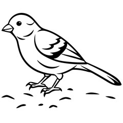 Whimsical Snow Bunting Pecking in Vector Style Capturing Winter Beauty
