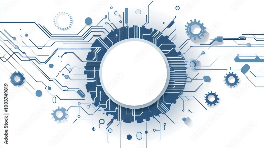 Poster abstract technology background with gears and circuitry