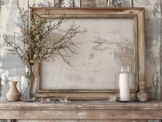 Rustic Wood Frame with Natural Decor Elements