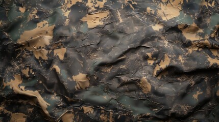 Dirty military camouflage fabric texture used for combat protective gear backgrounds. 