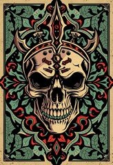 Dark Fantasy Art of Haunted Wallpaper Featuring Gothic Elements and Old-Fashioned Horror Aesthetics for Scary Vintage Illustrations