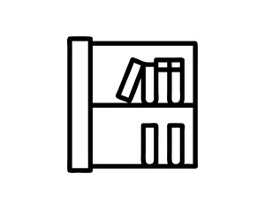 A Whimsical Vector Illustration of a Neatly Arranged Bookshelf Filled with Diverse Books and Stylish Decor
