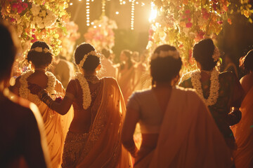 Fototapeta premium Women in saris during a festive procession