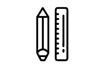 Stylish Vector Illustration of a Pencil and Ruler for School Themes
