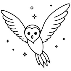 Majestic Barn Owl Soaring Through the Night Sky Vector Illustration
