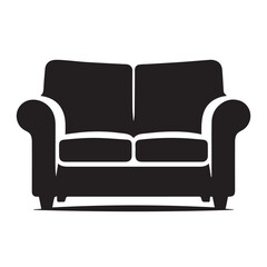 sofa silhouette - vector image of sofa  - comfortable sofa - setting sofa -black & white sofa
