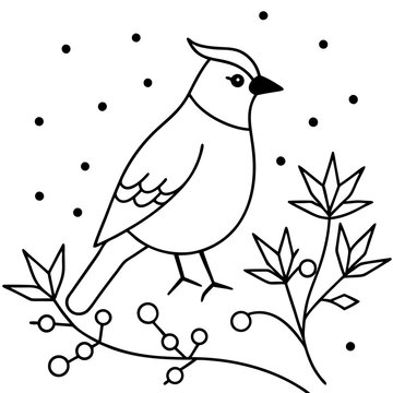 recommend clip art: Elegant Vector Illustration of Bohemian Waxwing Highlighting Its Charming Features
                    