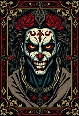 Dark Fantasy Art of Haunted Wallpaper Featuring Gothic Elements and Old-Fashioned Horror Aesthetics for Scary Vintage Illustrations