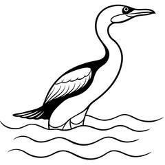 Cormorant Diving in Crystal Clear Waters Vector Illustration for Nature Lovers
