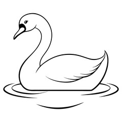 Elegant Swan on Crystal Clear River Vector Illustration Capturing Peaceful Atmosphere
