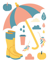 autumn stickers on an isolated background. Vector illustration