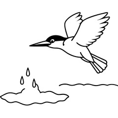 Vibrant Kingfisher Diving Vector Illustration Capturing Nature's Beauty in Motion
