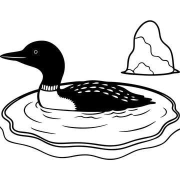 recommend clip art: Captivating Loon in Frozen Waters Vector Illustration Showcasing Arctic Beauty
                    