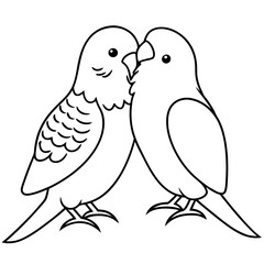 Vibrant Pair of Budgerigars in a Colorful Vector Illustration for Bird Lovers and Nature Enthusiasts
