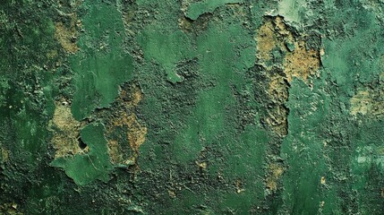 Textured Green Surface with Peeling Paint and Distress